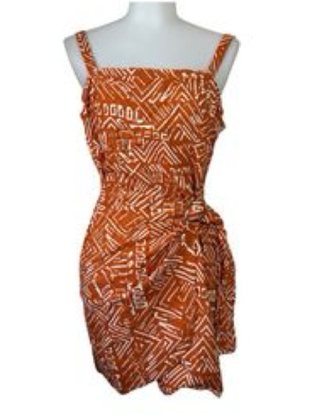 Forever 21 Women’s Rust Orange Printed Tie-Waist Linen Sundress